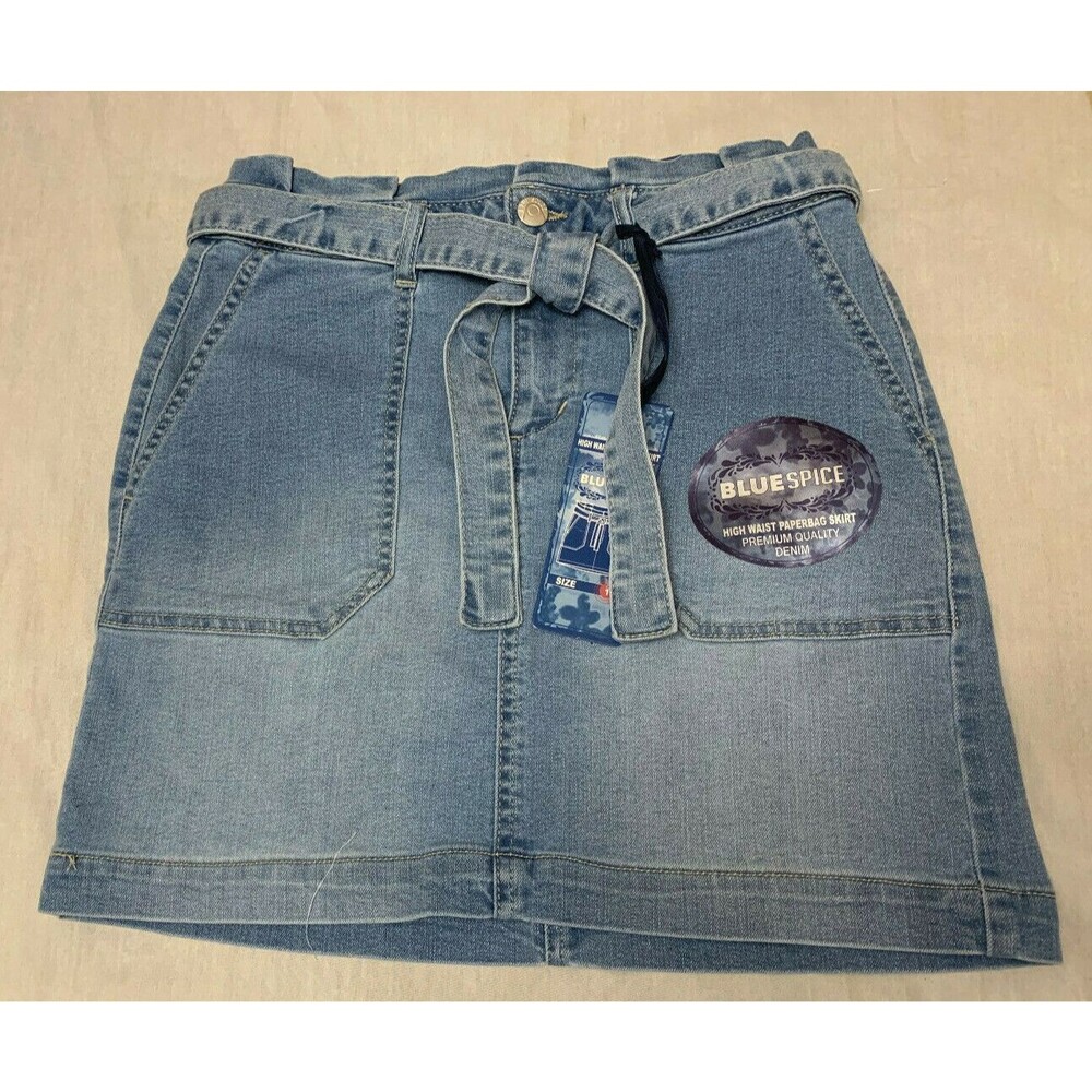 NWT BLUE SPICE HIGH WAIST PAPERBAG JEANS SKIRT SIZE 1